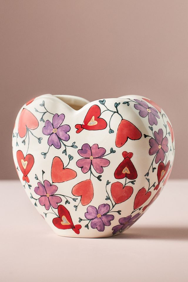 The Mud Fairy Blooming Hearts Stoneware Heart Vase #4