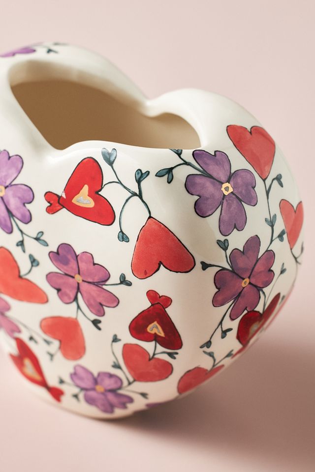 The Mud Fairy Blooming Hearts Stoneware Heart Vase #5