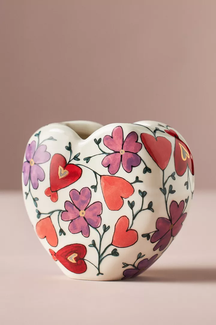 The Mud Fairy Blooming Hearts Stoneware Heart Vase