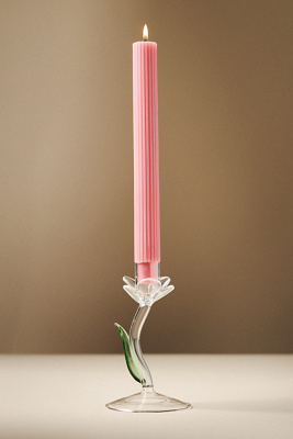 Anthropologie Ivie Glass Candle Holder In Multicolor