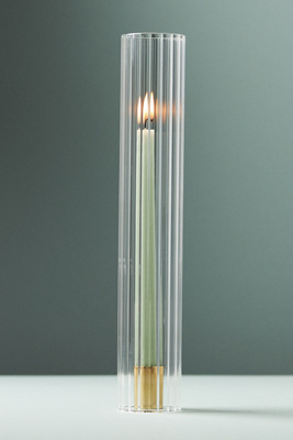 Anthropologie Ribbed Glass Chimney Candle Shade In Multicolor