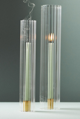 Ribbed Glass Chimney Candle Shade