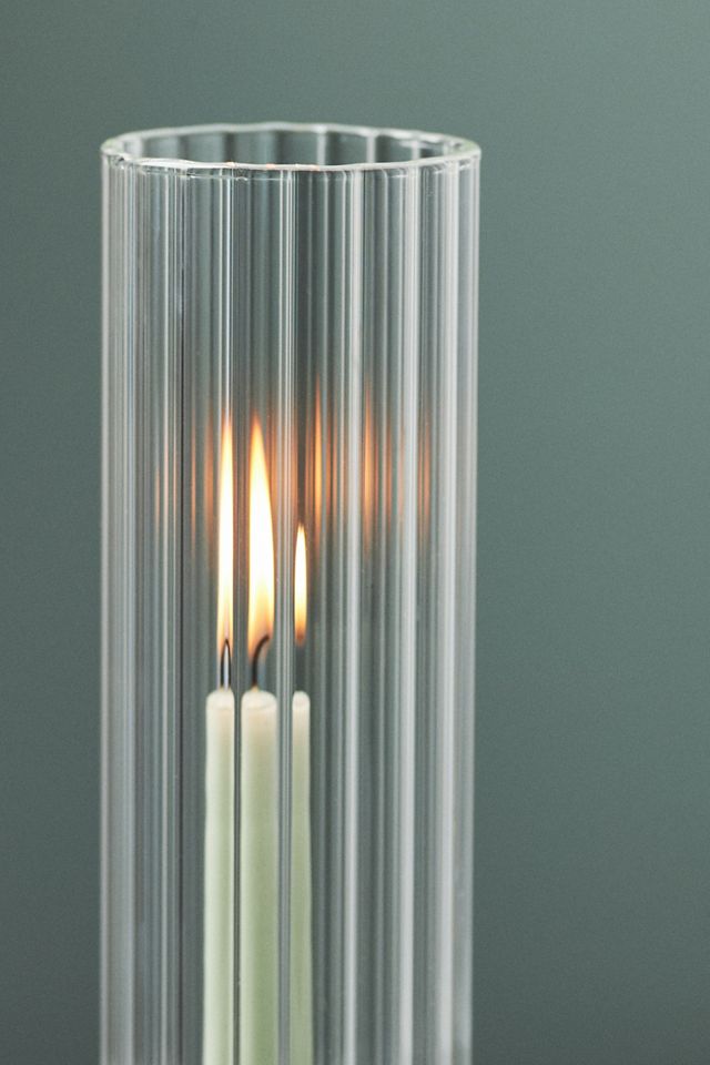 Ribbed Glass Chimney Candle Shade #2