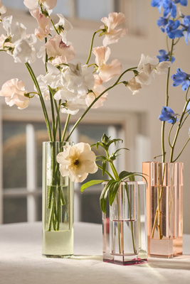 Cut Glass Stem Vase | Green L