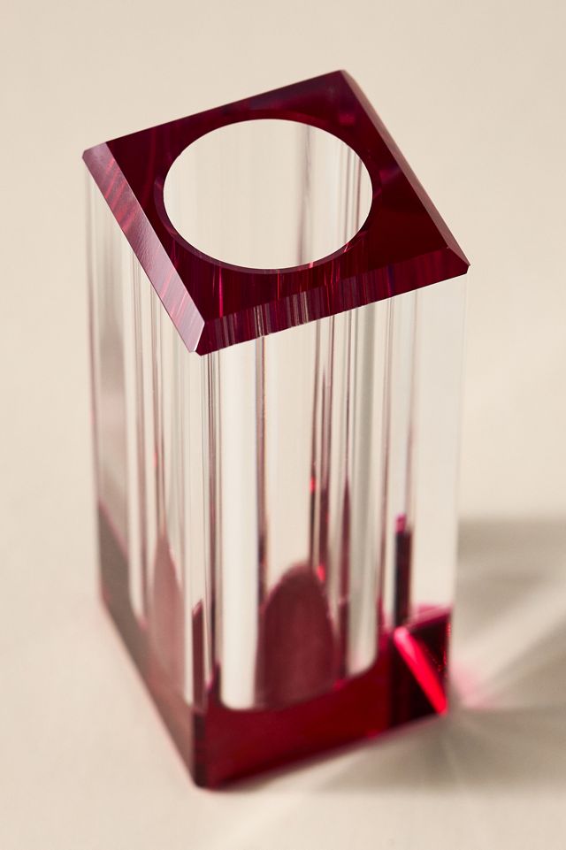 Vase à tige en verre taillé #3