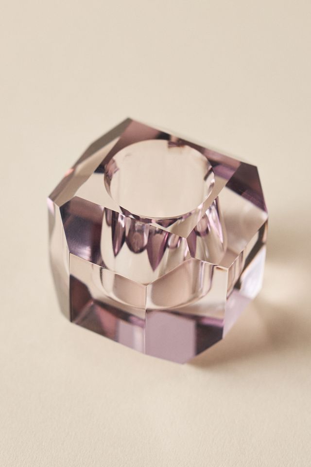 Modern Cut Glass Candle Holder #2
