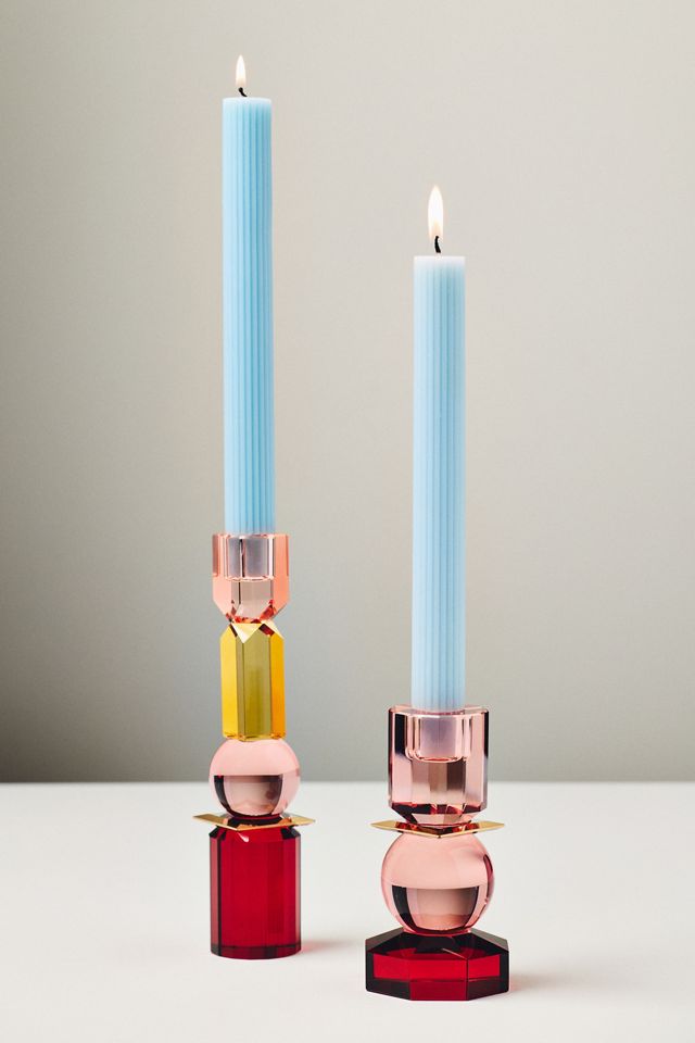 Modern Cut Glass Candle Holder #1