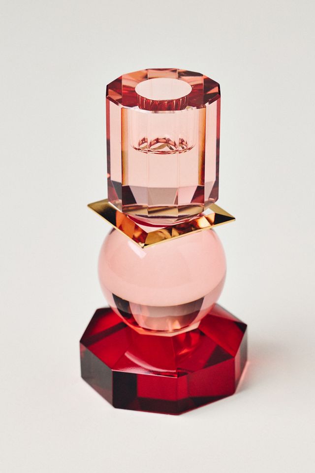 Modern Cut Glass Candle Holder #2