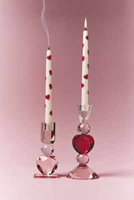 Heart Cut Glass Candle Holder