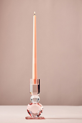 Anthropologie Heart Cut Glass Candle Holder In Pink