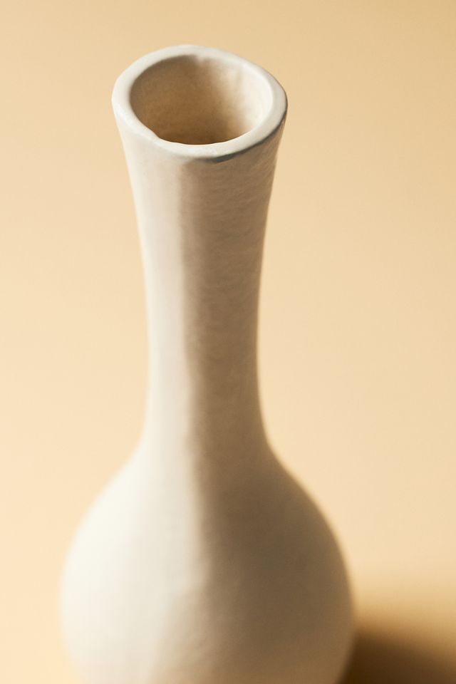 Sculptural Off-White Matte Metal Bud Vase #6