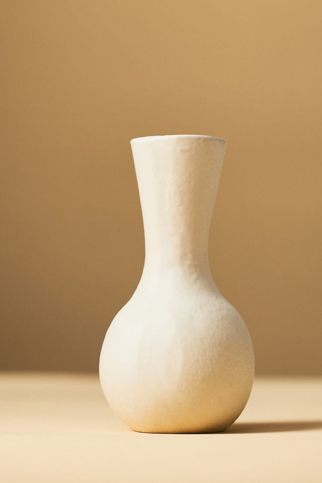 Sculptural Off-White Matte Metal Bud Vase #1