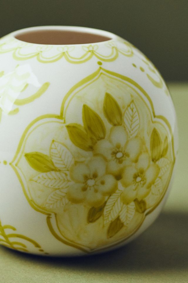 Elle Handpainted Chinoiserie Floral Ceramic Vase