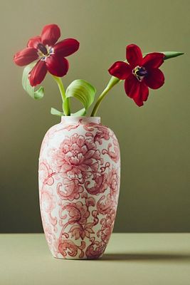 Sylvia Handpainted Floral Vase | Anthropologie