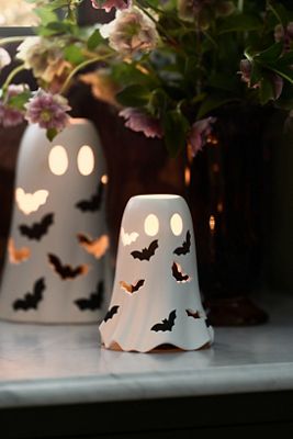 Ghost Ceramic Hurricane Candle Holder
