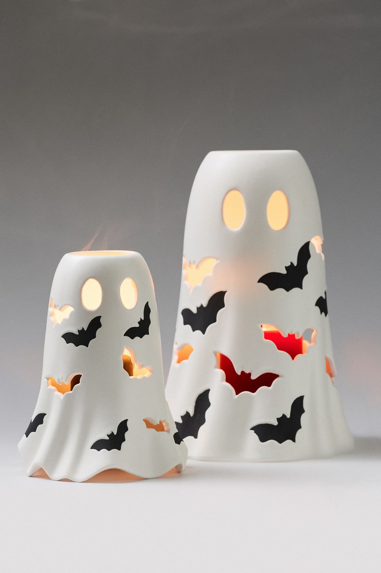 Ghost Ceramic Hurricane Candle Holder - Small, S