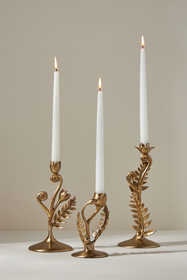 Fiddlehead Fern Metal Taper Candle Holder #1