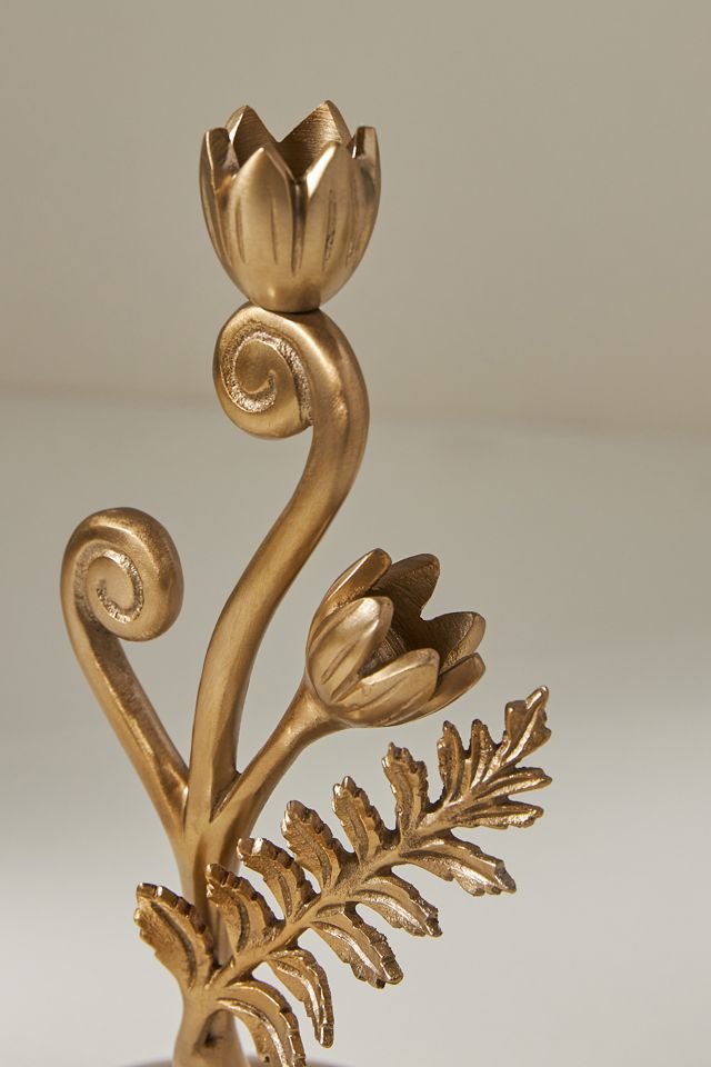 Fiddlehead Fern Metal Taper Candle Holder #4