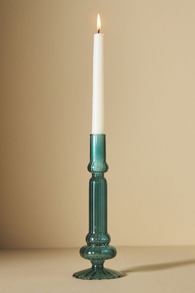 Ribbed Glass Candle Holder #1