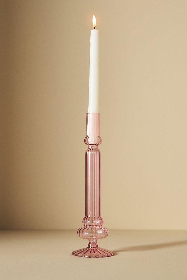 Ribbed Glass Candle Holder