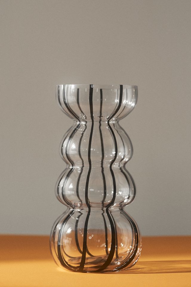 Striped Clear Glass Vase #2