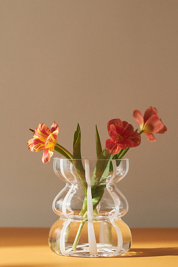 Striped Clear Glass Vase