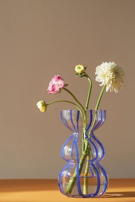 Striped Clear Glass Vase