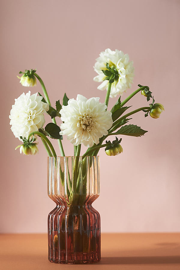 Two-Tone Ribbed Glass Vase