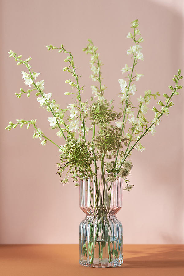 Two-Tone Ribbed Glass Vase