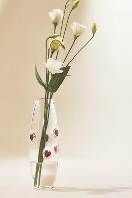 Heart Icon Tall Glass Vase