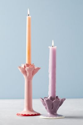 Anthropologie High Shine Spiral Taper Candles, Set of 2