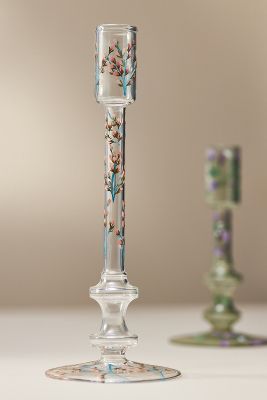Shop Anthropologie Floral Taper Candle Holder In Clear