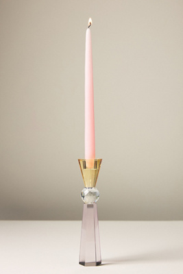 Anthropologie Cut Glass Candle Holder In Pink