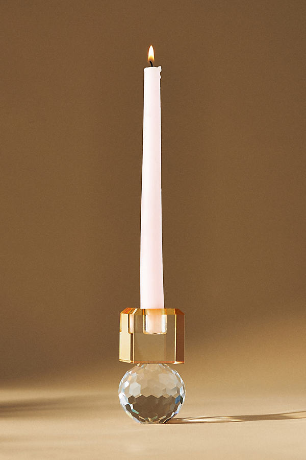 Anthropologie Cut Glass Candle Holder In White