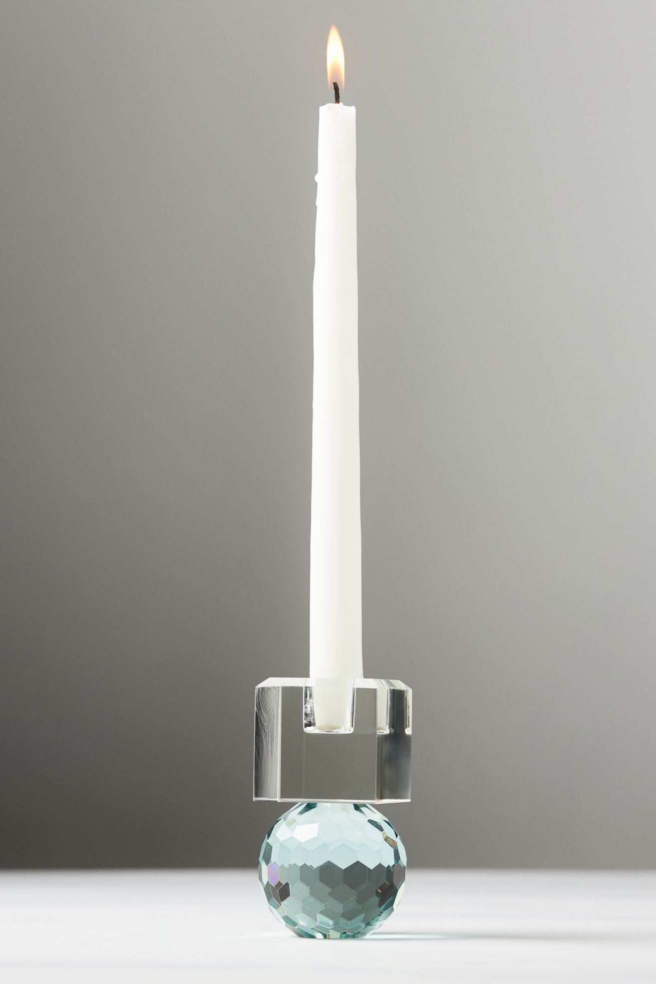 Cut Glass Candle Holder - Clear/Sky, Standard, Assorted