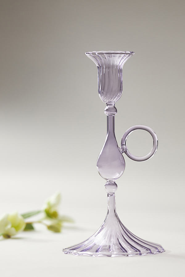 Anthropologie Talia Lilac Glass Candle Holder In Purple