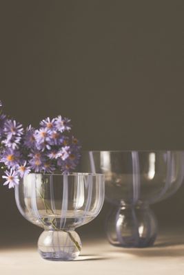 Striped Compote Glass Vase