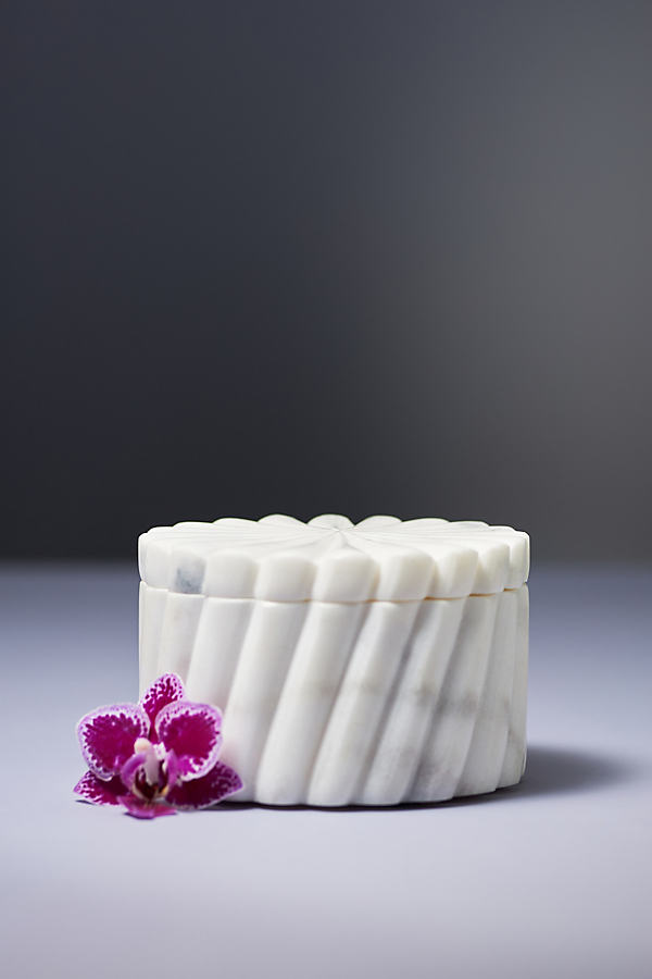 Anthropologie Marble Jewelry Box In White