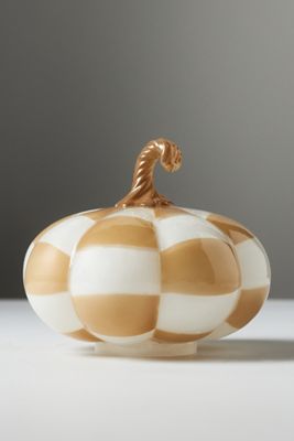 Checkered Glass Pumpkin Decorative Object