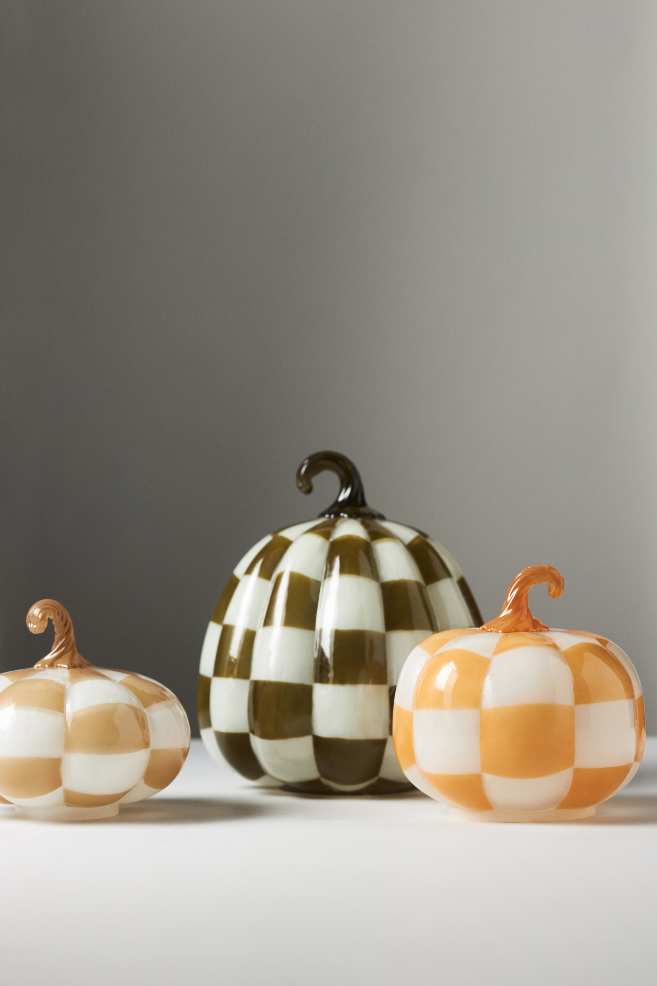 Checkered Glass Pumpkin Decorative Object