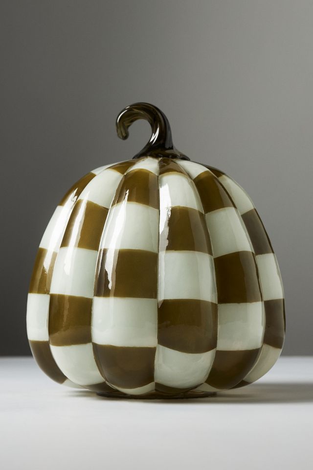 Checkered Glass Pumpkin Decorative Object #2