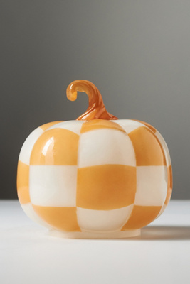 Anthropologie Checkered Glass Pumpkin Decorative Object - Thumbnail 3