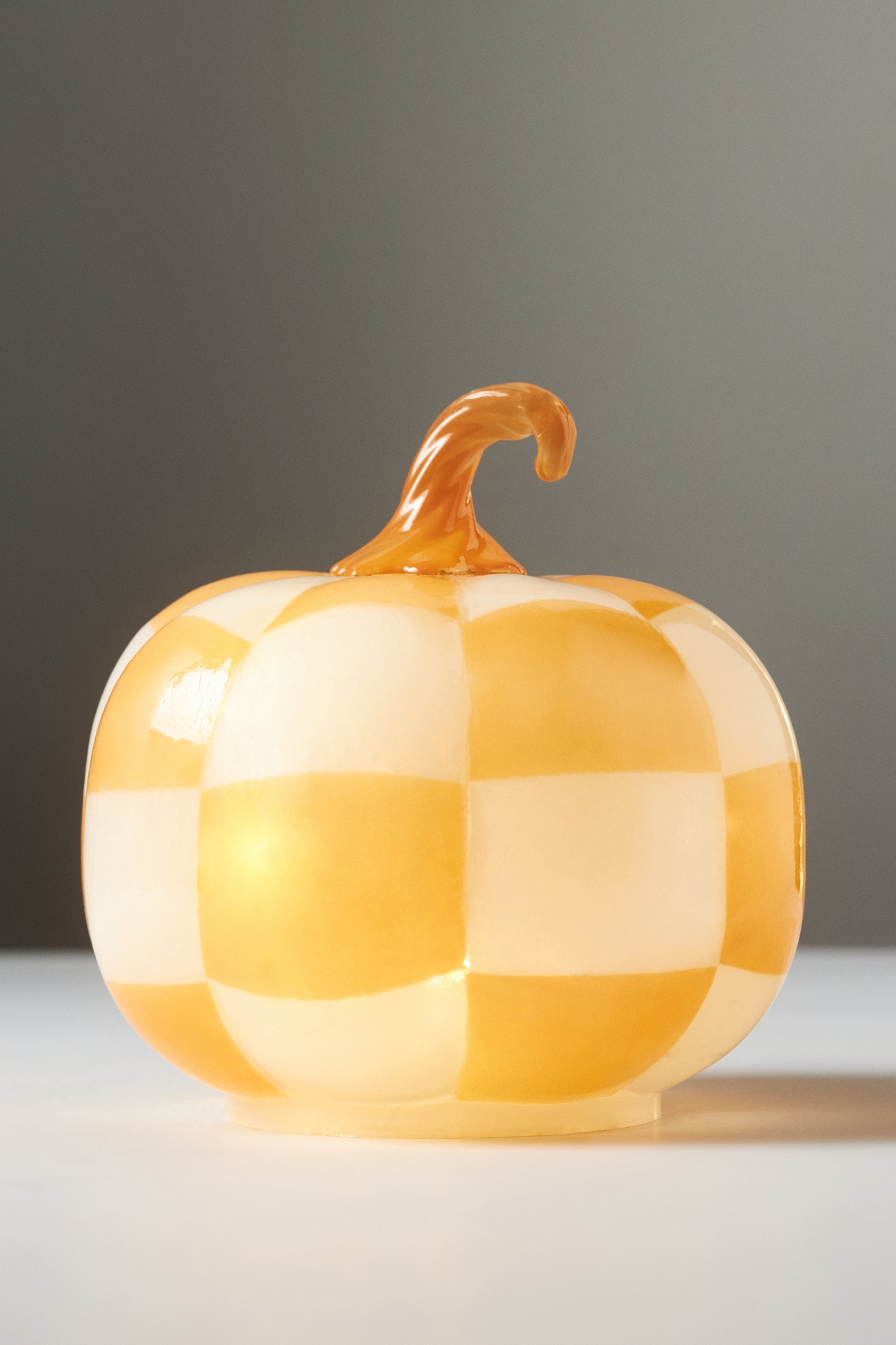 Checkered Glass Pumpkin Decorative Object