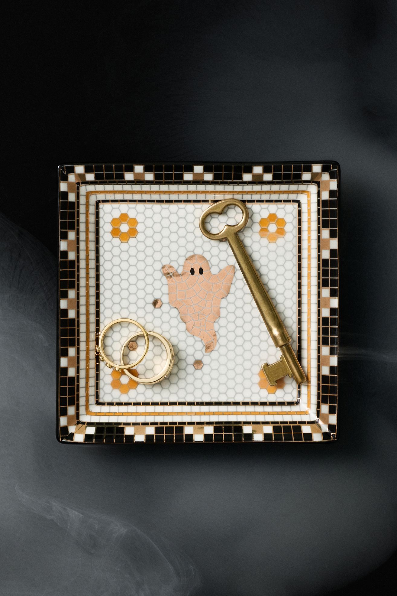 Bistro Tile 24k Gold Accent Halloween Vanity Tray - Ghost, Assorted