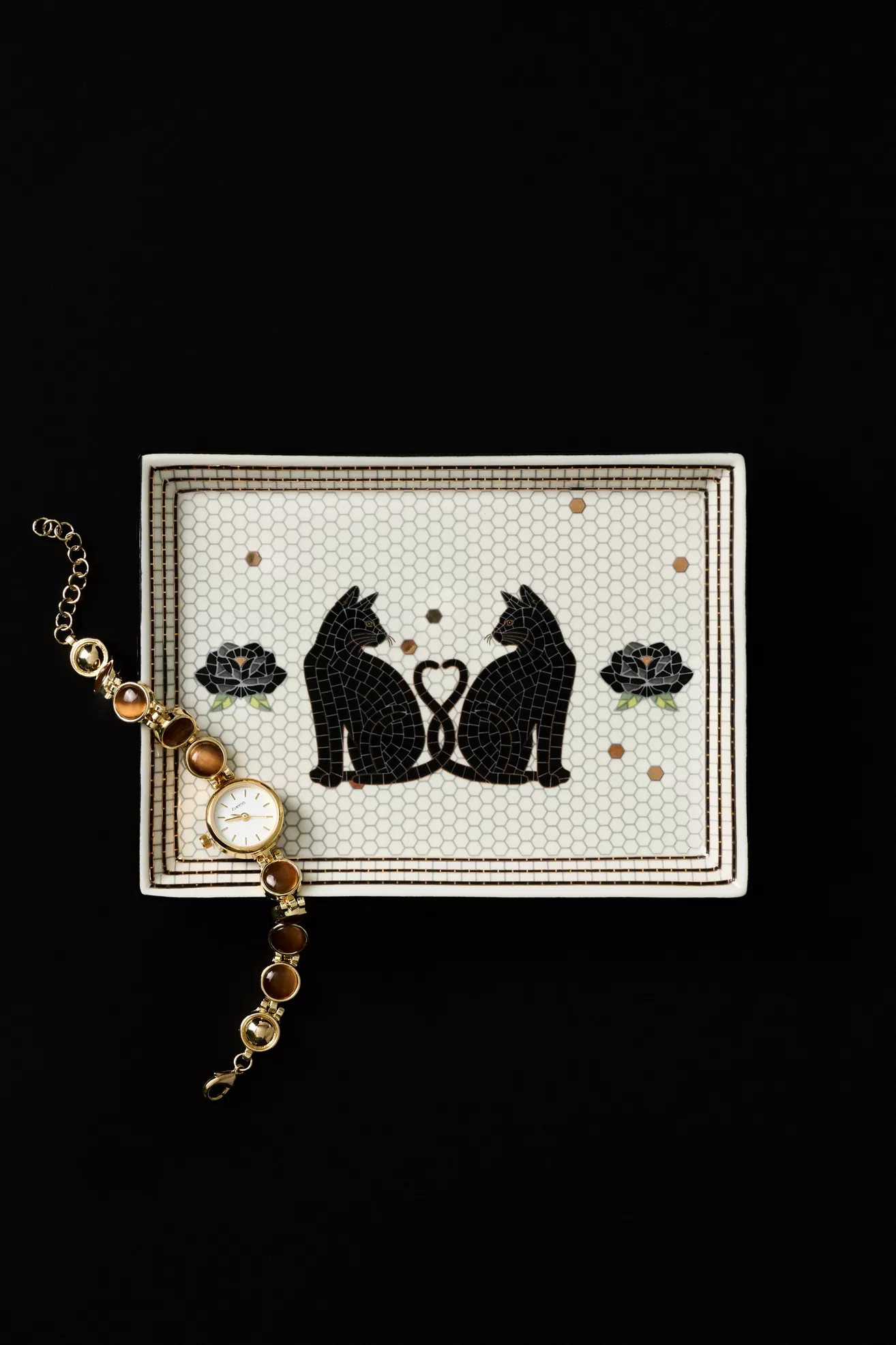 Bistro Tile 24k Gold Accent Halloween Vanity Tray