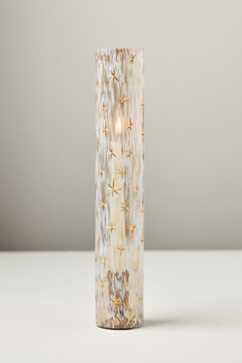 Anthropologie Celestial Etched Chimney Glass Candle Vase In Multi