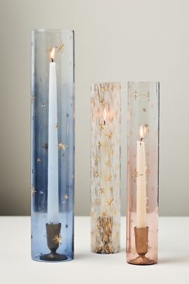 Celestial Etched Chimney Glass Candle Vase