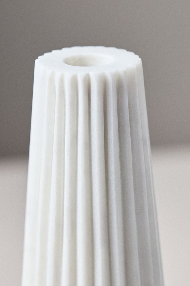 Ribbed White Marble Candleholder #2