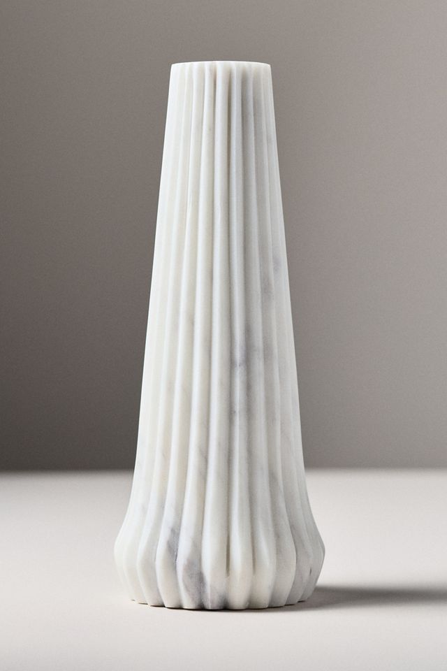 Ribbed White Marble Candleholder #1
