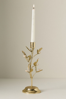 Anthropologie Mistletoe Candle Holder In Gold